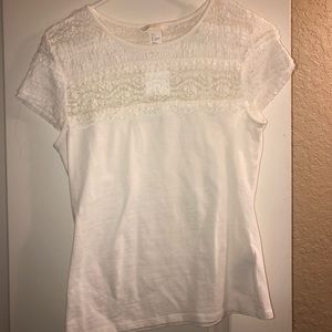 NEVER WORN super cute white lacy tee
